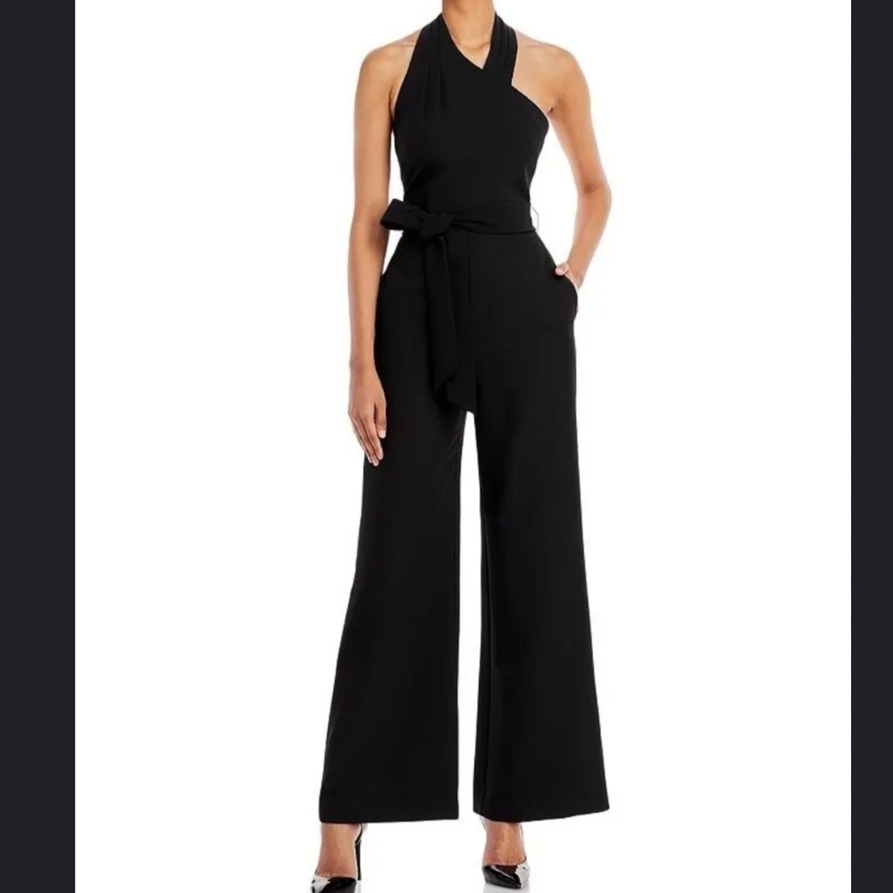 Milly Black Halter Jumpsuit 70's Retro Inspired Wide Leg Pant Small / Size 4
